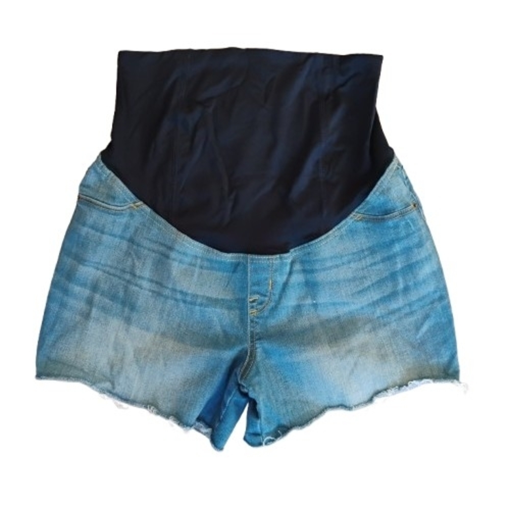 Ingrid & Isabel High Waist Blue Size 10 Maternity Denim Shorts with Stretch Band